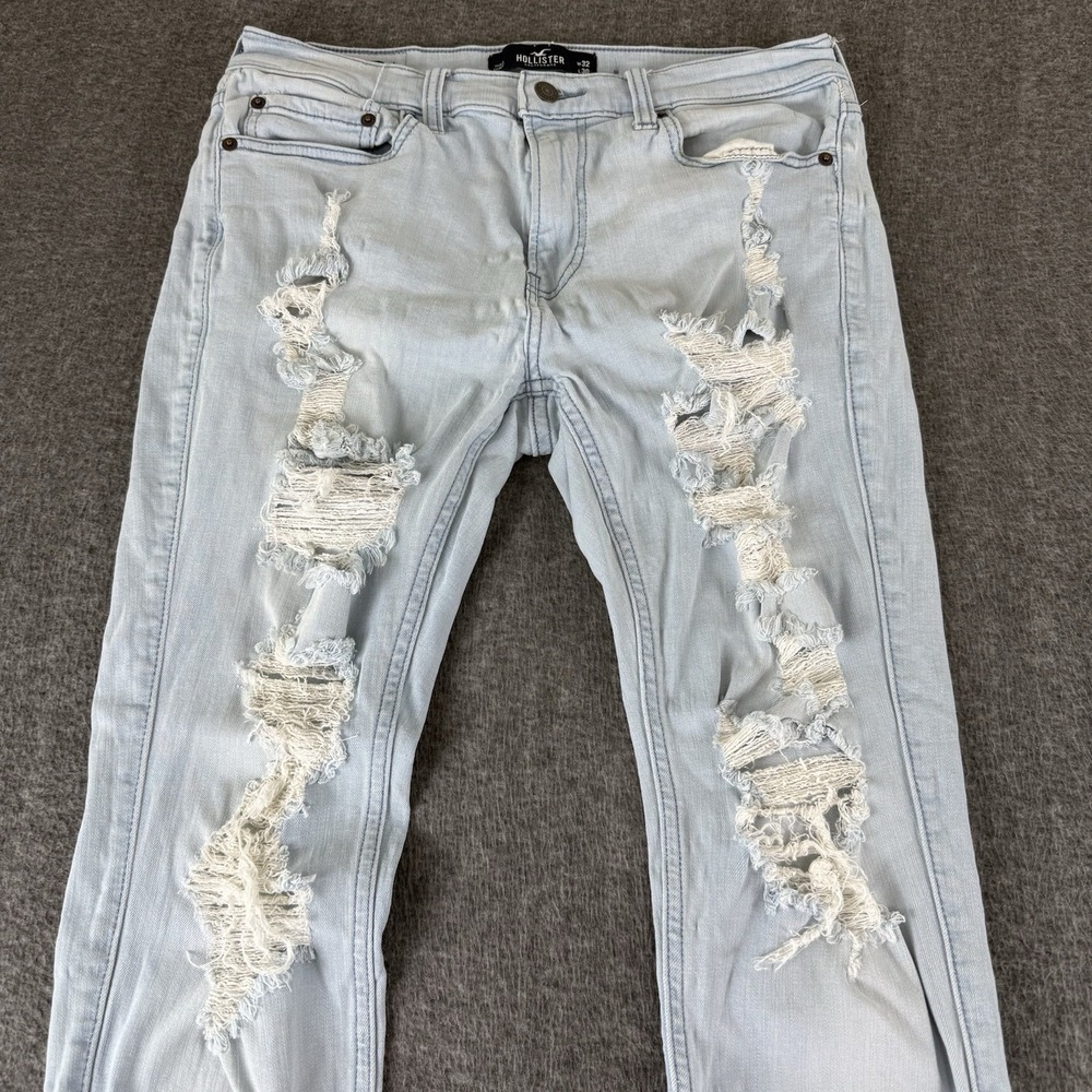 Hollister Stacked Skinny Jeans Mens 32x32 Light Wash Distressed Stretch Denim
